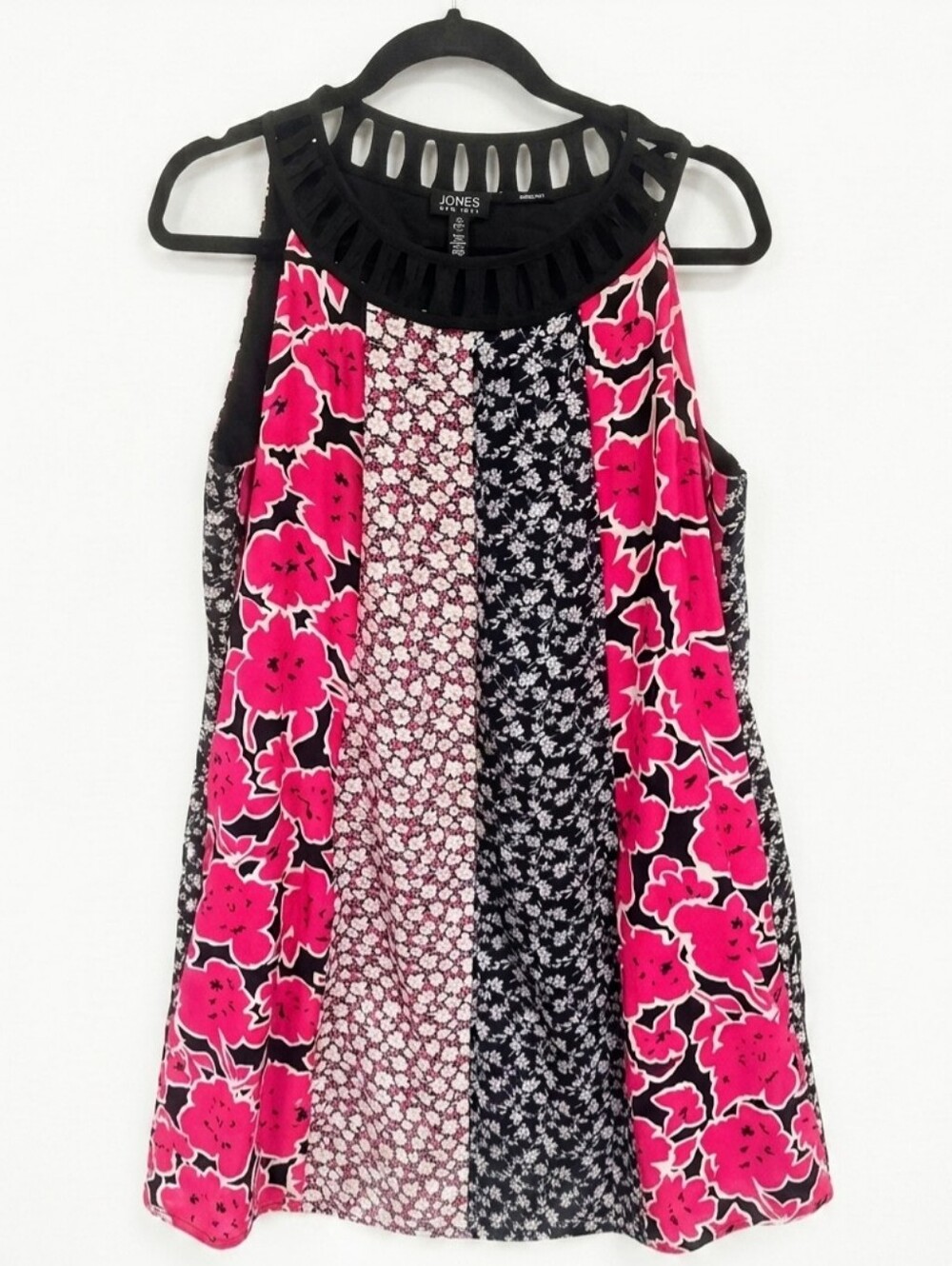 Jones NY Floral Geometric Print Cutout Neckline Halter Dress Pink, Large